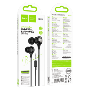 Hoco 3.5 Jack Universal Earphones with Microphone M116 – Black